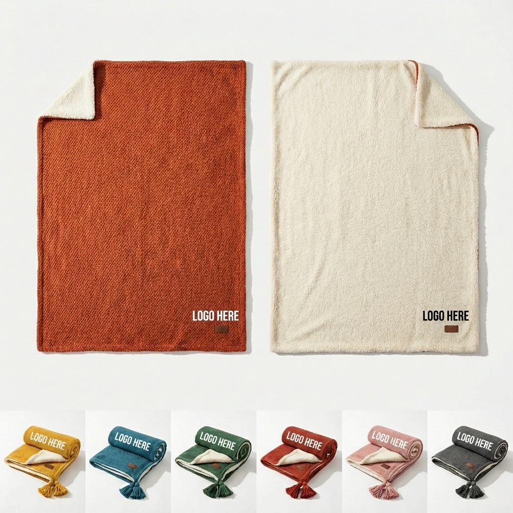 Everluxe Hearthside Throw - Double-Sided Sherpa & Waffle Weave Blanket