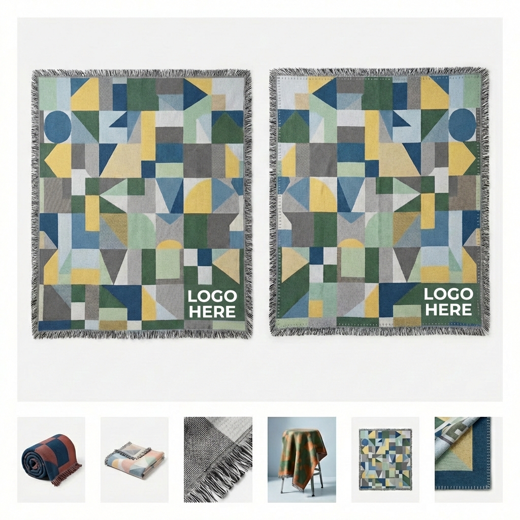 Nomad's Grid: Geometric Poly-Cotton Adventure Blanket