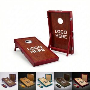 Classic Woodgrain Foldable Cornhole Set